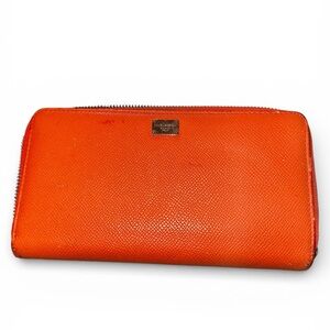 Dolce & Gabbana Orange Leather Zip Wallet